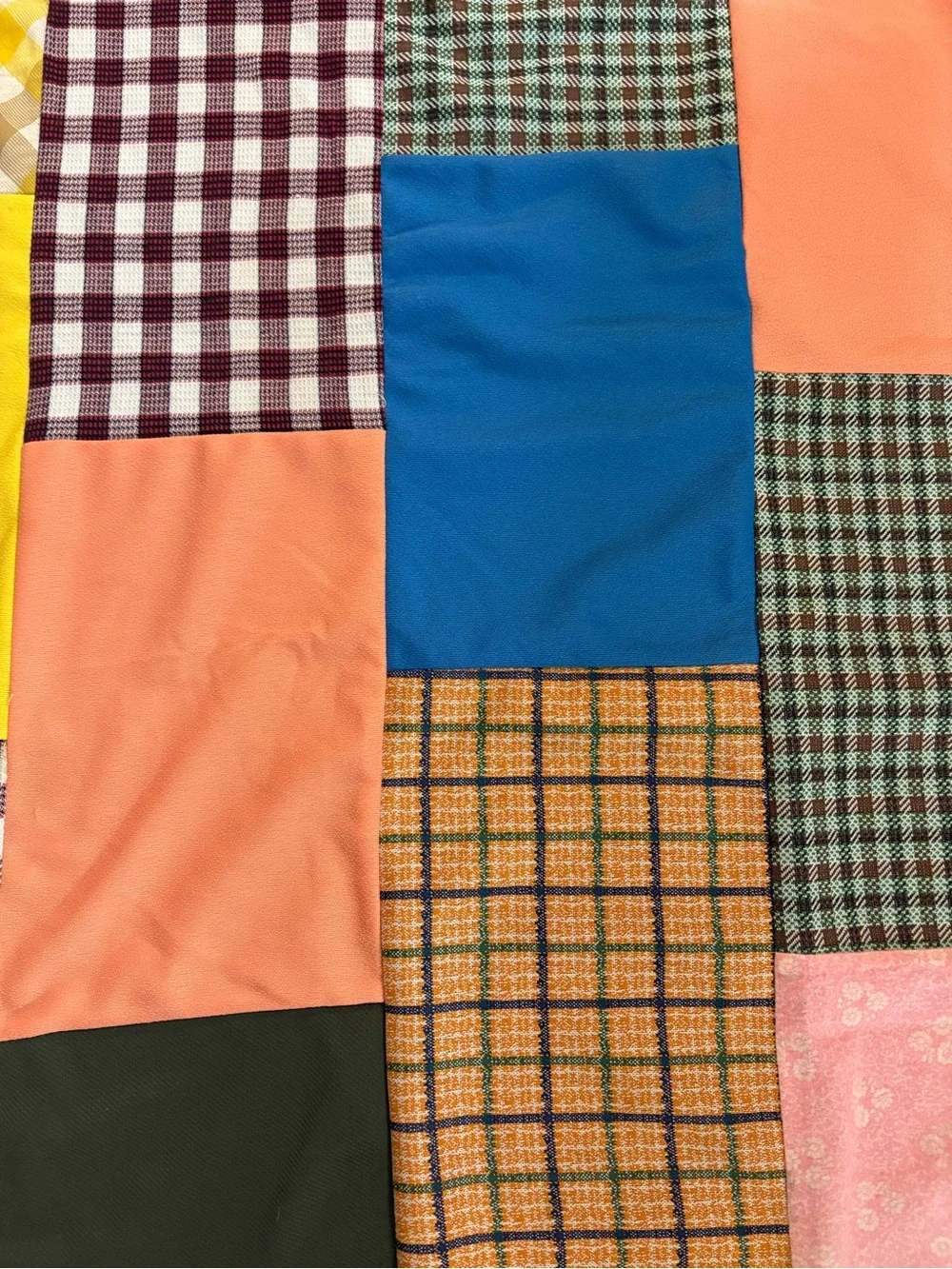 Vintage Handmade Patchwork Quilt Throw in Multi Colors 61” x 81”